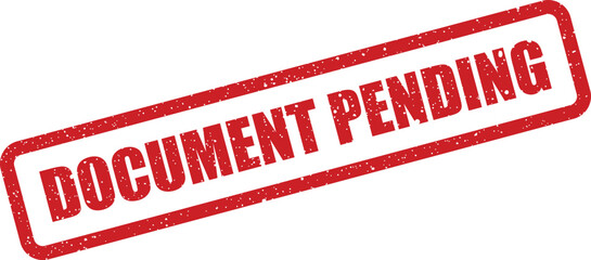 Red grunge style stamp impression featuring DOCUMENT PENDING text, indicating an item awaiting finalization or further review