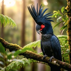 Palm Cockatoo on Rainforest Branch