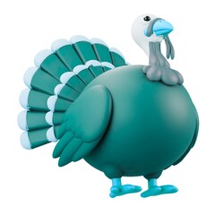 Stylized 3d rendered turkey character isolated, a festive fowl