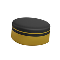Traditional black round cap with gold trim, representing cultural male headwear used in ceremonies, festive events, heritage expression, and ethnic fashion in clean illustration.
