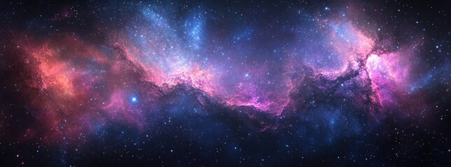 Fototapeta premium Colorful cosmic nebula with bright stars in deep space