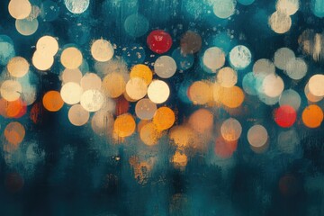 Bokeh of vibrant lights, blurred abstract night scene