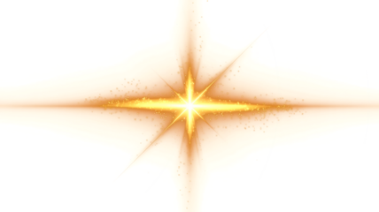Png Bright orange-yellow star light effect, warm abstract lens flare with bokeh and rays, glowing optical flash element on light background.