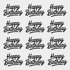Fototapeta premium Happy birthday text in various fonts and styles on