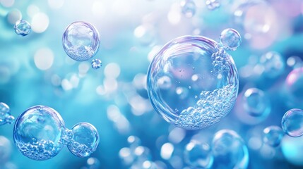 Bubbles float, abstract, translucent blue background