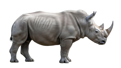 Obraz premium White Rhinoceros Standing Isolated on White Background