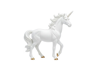 Obraz premium White Unicorn Statue Walking on White Background