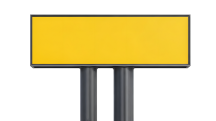 Blank yellow sign on dark background with two posts