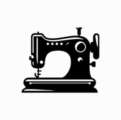 Vintage Sewing Machine Silhouette in Minimal Vector Style