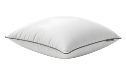 A clean and crisp white pillow with elegant grey piping detail for comfortable sleep