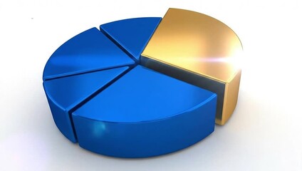Blue and red 3D pie chart graph diagram symbol for business finance data growth concept on a white background - Powered by Adobe