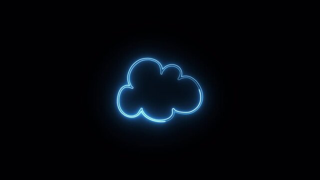 Neon Cloud icon animation on black background.