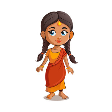 2d Indian village girl cartoon character ready for animation moral stories, made by adobe illustrator and ready for animate cc