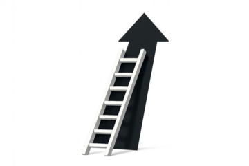 Stairway to Success: A metaphor of ambition and progress, this image depicts a ladder ascending towards an upward-pointing arrow, symbolizing growth and the pursuit of goals.
