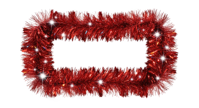 A red tinsel frame with white stars on a png transparent - Powered by Adobe
