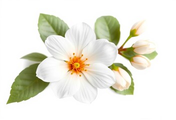 Obraz premium Delicate white orange blossom, isolated on pure white background, floral background, fragrant