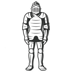 Medieval knight armor character illustration on white background isolated on white background, Vector