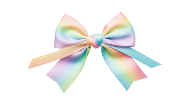A vibrant, pastel-colored bow with a rainbow gradient on a png transparent - Powered by Adobe