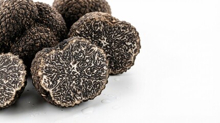 Fototapeta premium black truffles isolated on white background