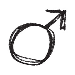 Hand drawn male gender identity sign Symbol used to represent sex and gender