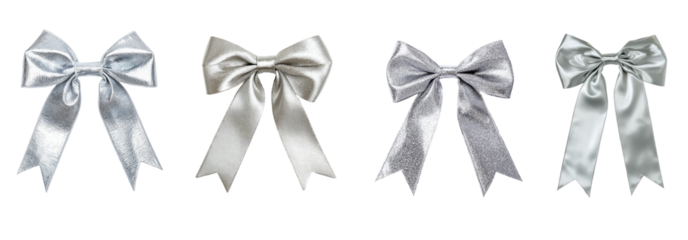 Collection of silver bows with different textures and styles