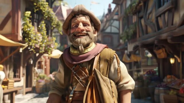 3d game character fantasy merchant carrying fruit crate Videos