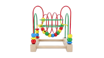 Wooden Bead Maze Toy on White Background