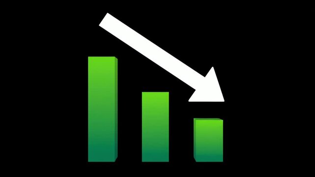Gradient Green Trend Drop Bars with White Arrow in Minimal Black Scene