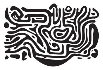 Abstract Organic Maze Pattern &ndash; Modern Black and White Fluid Design
