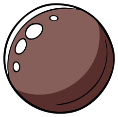 Vibrant cartoon illustration of a whole brown coconut with distinct eyes and a tropical feel