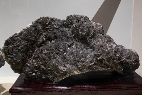 Specimen of pyrite and calcite co-occurring in ore from the geological museum