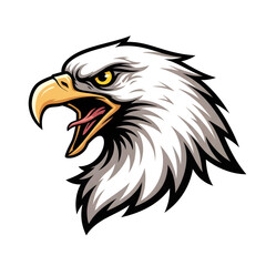American bald eagle vector illustration portrait on a black background featuring the white head, hooked beak, and sharp eye of this wild predator bird of prey