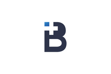 Letter B cross plus medical logo icon