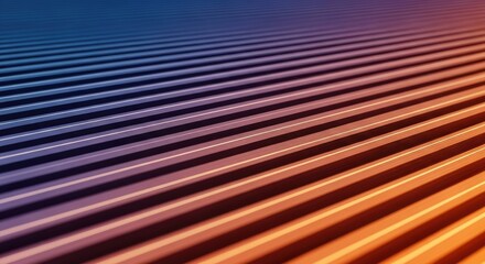A colorful, abstract digital background featuring a pattern of horizontal lines in shades of blue, orange, and purple.