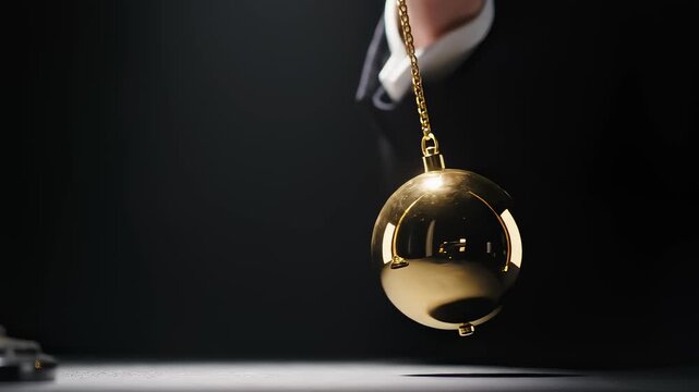 Golden Pendulum Swinging Back and Forth During Hypnosis Session