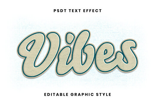 Beige And Blue Retro Embroidered Text Effect Script Stitched Vintage Font