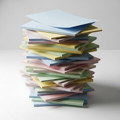 Stack of colorful paper sheets for notes and projects