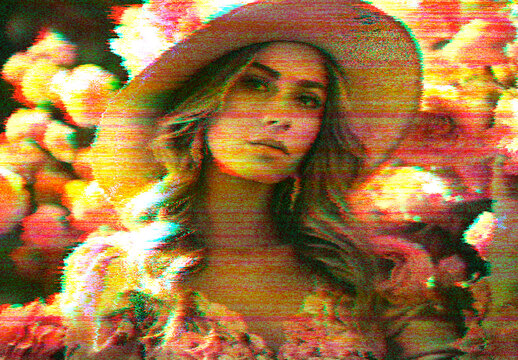 Red And Green Retro VHS Glitch Photo Effect