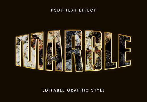 Gold Marble Outline Text Effect Stone Bold Decorative Font