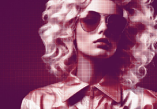 Pink And Beige Gradient Halftone Overlay Photo Effect