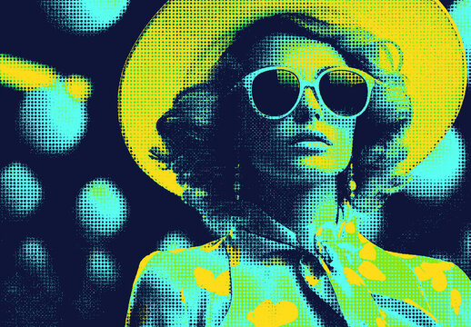 Yellow And Blue Gradient Halftone Overlay Photo Effect