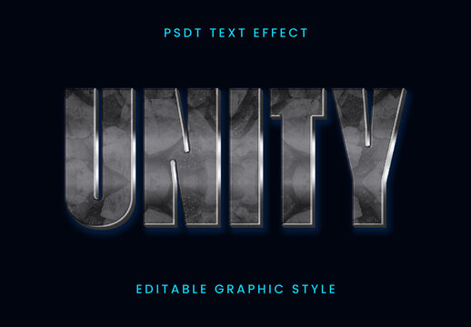 Silver Engraved Stone Text Effect Metallic Bold Font