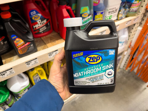 Zep Bathroom Sink And Drain Cleaner Bottle On Store Shelf