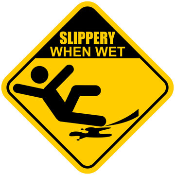 Caution, Slippery when wet, sign vector