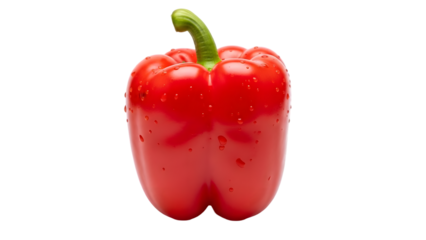 Fresh red bell pepper isolated detail shot isolated on transparent background