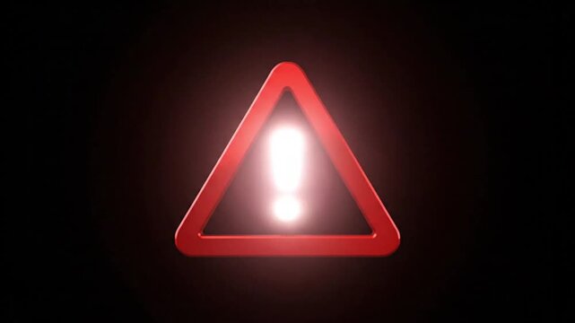 Red Danger Warning Exclamation Mark Icon Pulsing Abstract Security