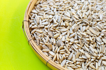 Peeled sunflower seeds, close up