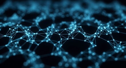 Digital Network: An intricate network of interconnected nodes and lines in a digital landscape, symbolizing the modern connectivity of data and communication