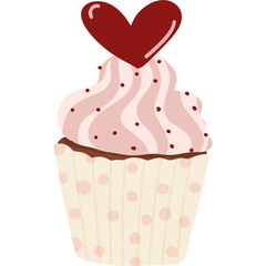 Valentine Day Cupcake with Heart &ndash; Romantic Sweet Dessert