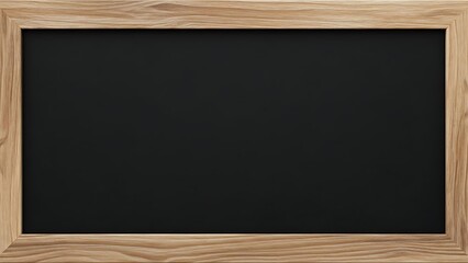 Rectangular black chalkboard with a light brown wooden frame displaying wood grain texture blackboard